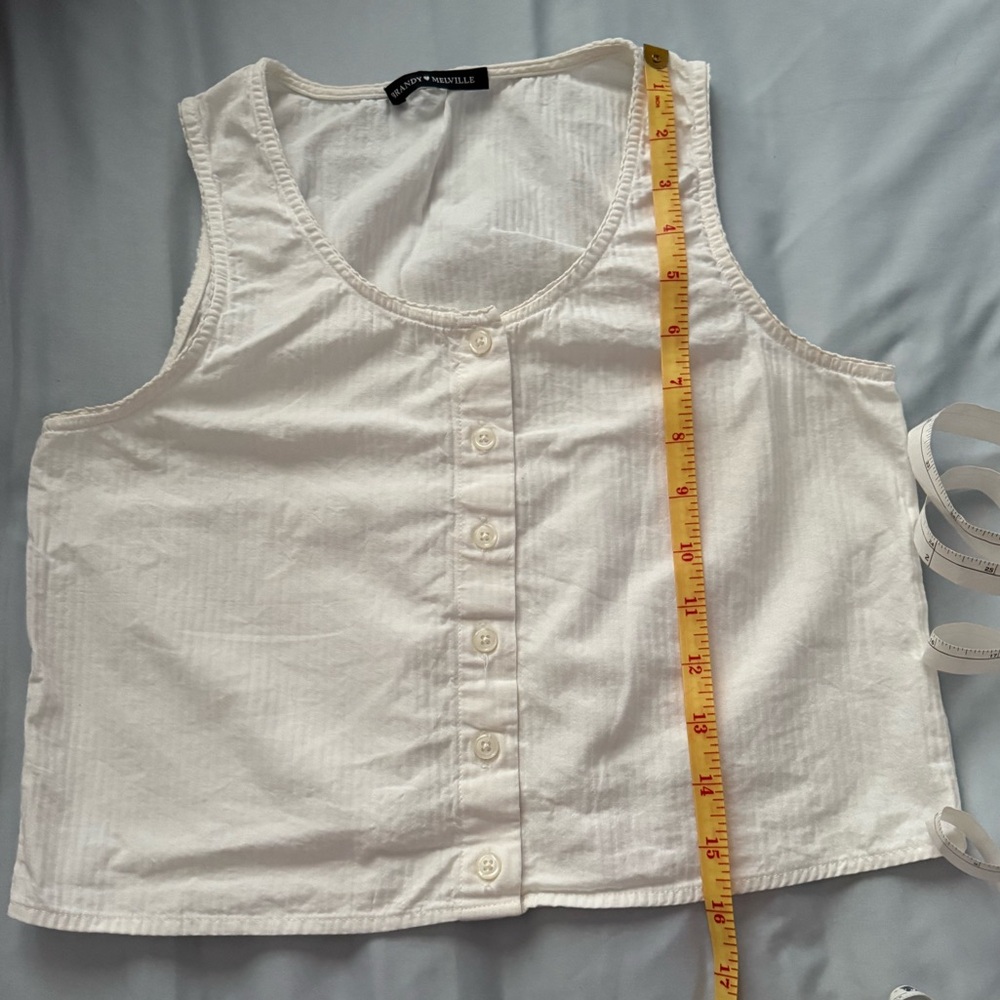 Brandy Melville Cropped White Button Tank